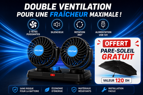 ventilateur de voiture a double tete avec Pare-Soleil gratuit