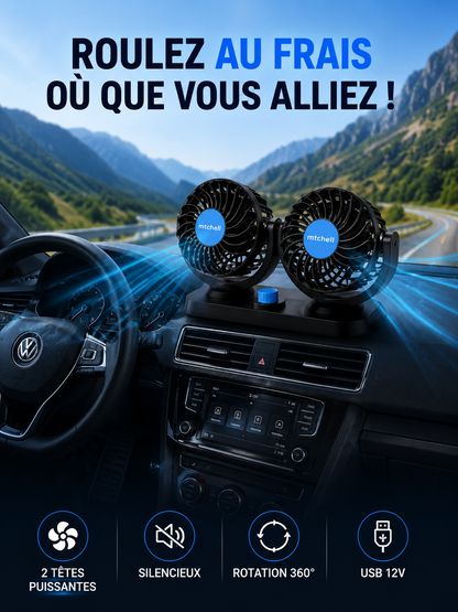 ventilateur de voiture a double tete avec Pare-Soleil gratuit