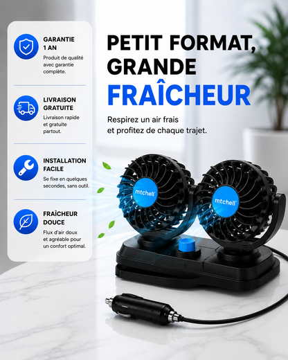 ventilateur de voiture a double tete avec Pare-Soleil gratuit